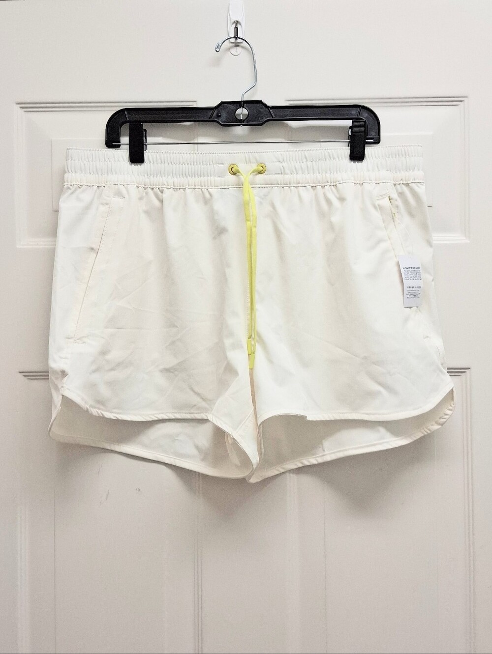 Lands End Womens Packable Cover Up Swim Shorts 14 Ivory 3" Inseam UPF 50 Beach